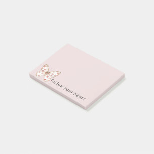 Pink Hearts Butterfly Post-it Notes