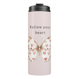 Pink Hearts Butterfly Thermal Tumbler