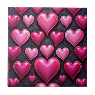 Pink Hearts Ceramic Tile