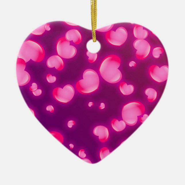 Pink Hearts Ceramic Tree Decoration (Front)