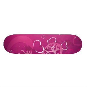 Pink Hearts Collage Skateboard