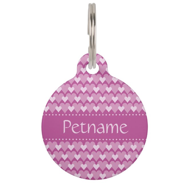 Pink Hearts custom pet tags (Front)