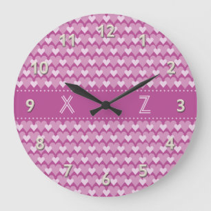 Pink Hearts custom wall clock
