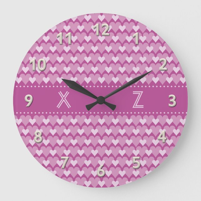 Pink Hearts custom wall clock (Front)