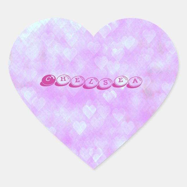 Pink Hearts Customisable Name Sticker (Front)