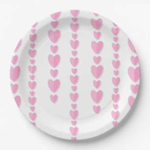 Pink Hearts Cute Valentine's Paper Plate