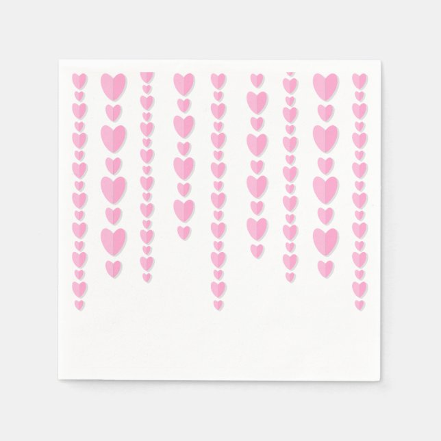Pink Hearts Cute Valentine's Party Napkin (Front)