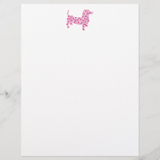 Pink Hearts Dachshund Custom Letterhead (Front)