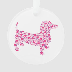 Pink Hearts Dachshund Ornament