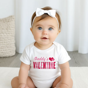 Pink Hearts Daddys Valentine Baby Bodysuit