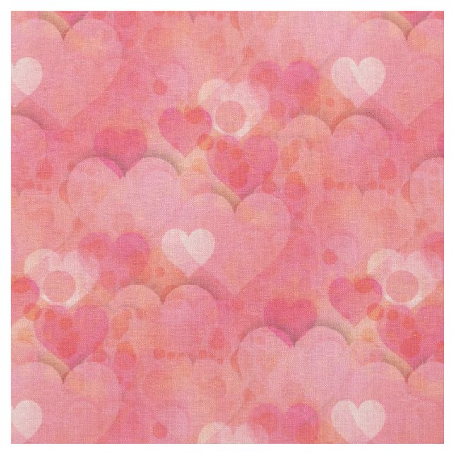 Pink Hearts Dreams Fabric (Close Up)
