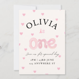 Pink Hearts Flat birthday Invitation Card 
