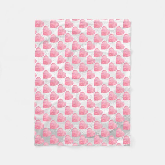 Pink Hearts Fleece Blanket (Front)