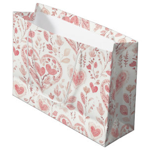 Pink Hearts Floral Love Large Gift Bag