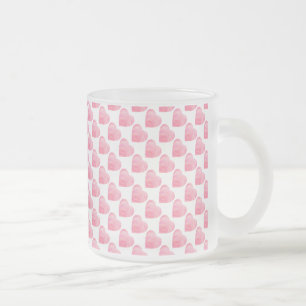 Pink Hearts Frosted Glass Coffee Mug
