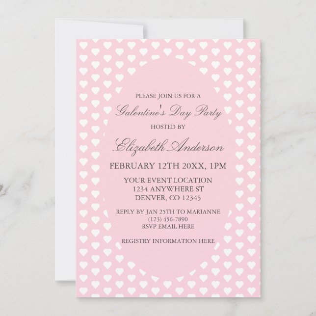 Pink Hearts Galentine's Day Party Invitation (Front)