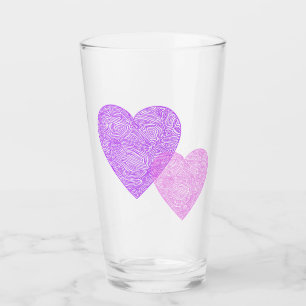 Pink Hearts Glass