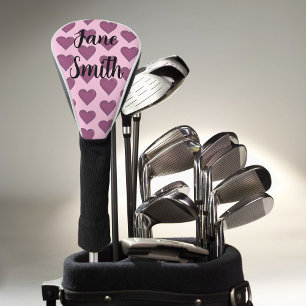 Pink hearts golf head cover