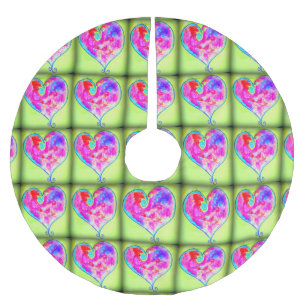 pink hearts green brushed polyester tree skirt