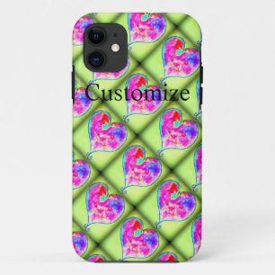 pink hearts green diamonds Case-Mate iPhone case