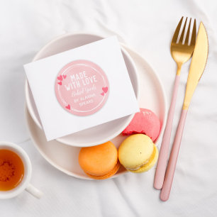 Pink Hearts Hand Drawn Wreath Made With Love Classic Round Sticker