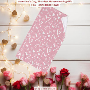 Pink Hearts Hand Towel