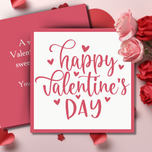 Pink Hearts Happy Valentine's Day Custom Holiday Card