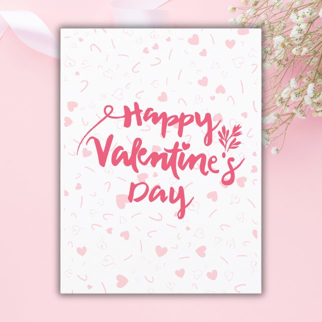 Pink hearts Happy Valentine's Day Holiday Postcard (Creator Uploaded)