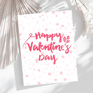 Pink hearts Happy Valentine's Day Holiday Postcard
