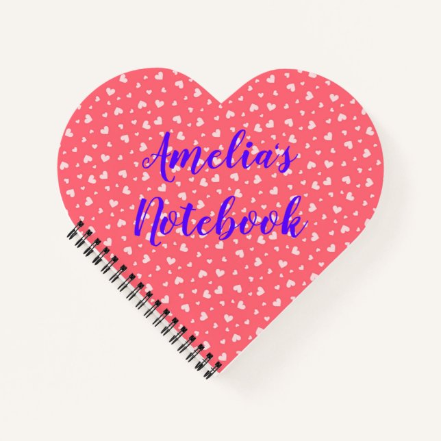 Pink Hearts - Heart Shaped Notebook (Front)