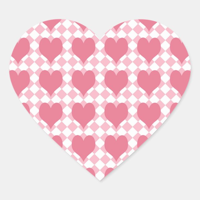 Pink Hearts Heart Sticker (Front)