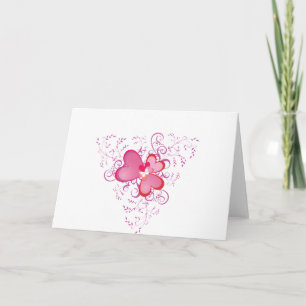 Pink Hearts Holiday Card