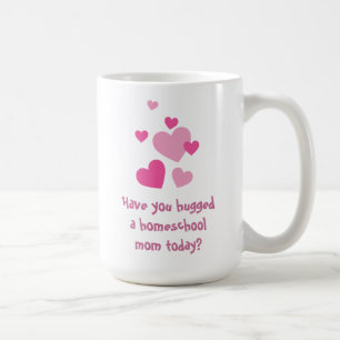 Pink hearts homeschool mom hugs coffee mug