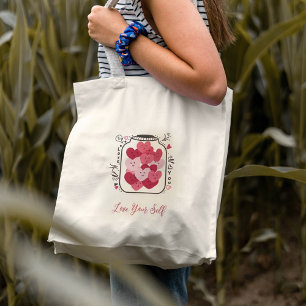 Pink hearts jar Tote Bag