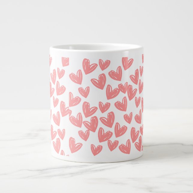 Pink Hearts Jumbo Mug (Front)