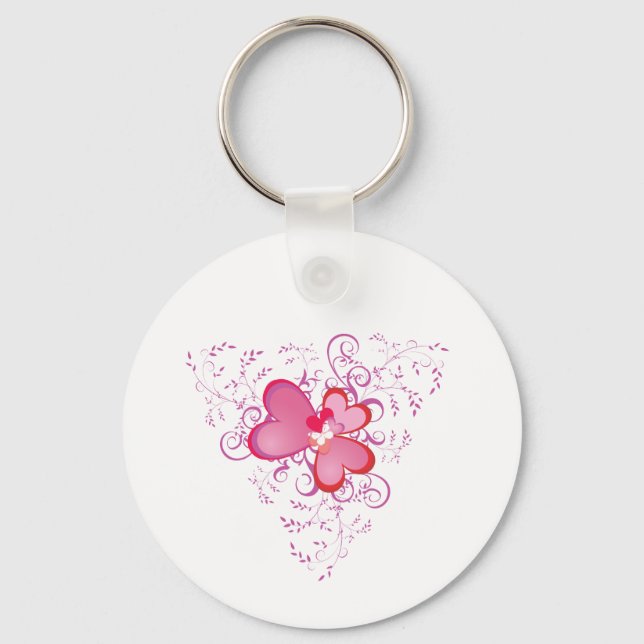 Pink Hearts Key Ring (Front)