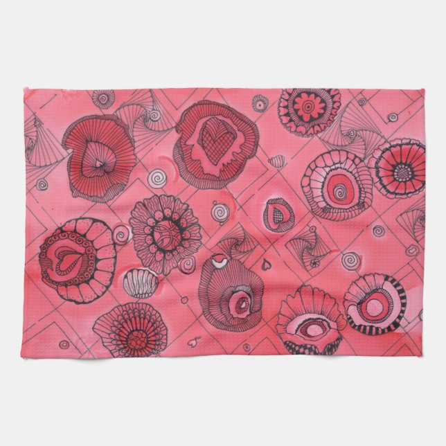 Pink Hearts Kitchen Towel (Horizontal)