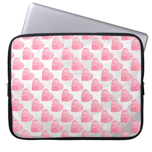 Pink Hearts Laptop Sleeve (Front)