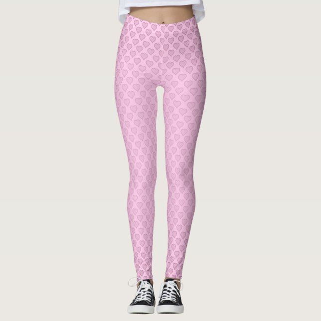 Pink Hearts Leggings - Valentine's Yoga Pants (Front)