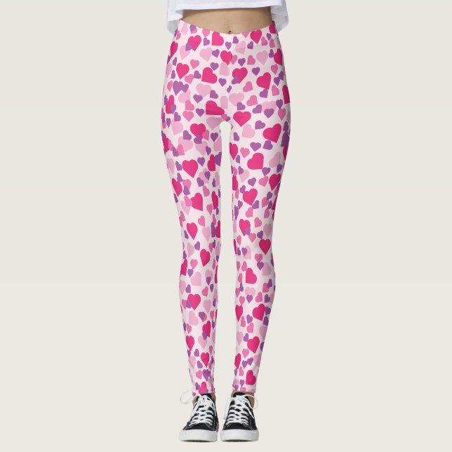 Pink Hearts Leggins Leggings (Front)