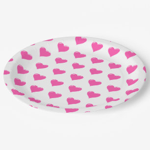 Pink Hearts - Love Paper Plate