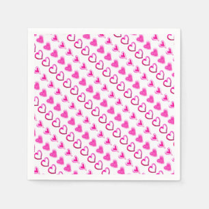 Pink Hearts Love Romantic Cute Sweet Heart Pattern Napkin