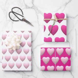 Pink hearts love simple minimal wrapping paper sheet