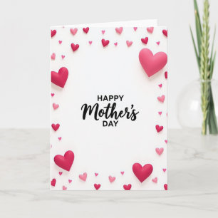 Pink Hearts Mothers Day Card