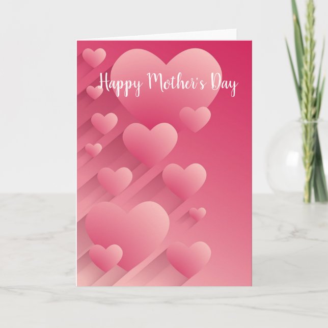 Pink Hearts Mother's Day Card (Front)