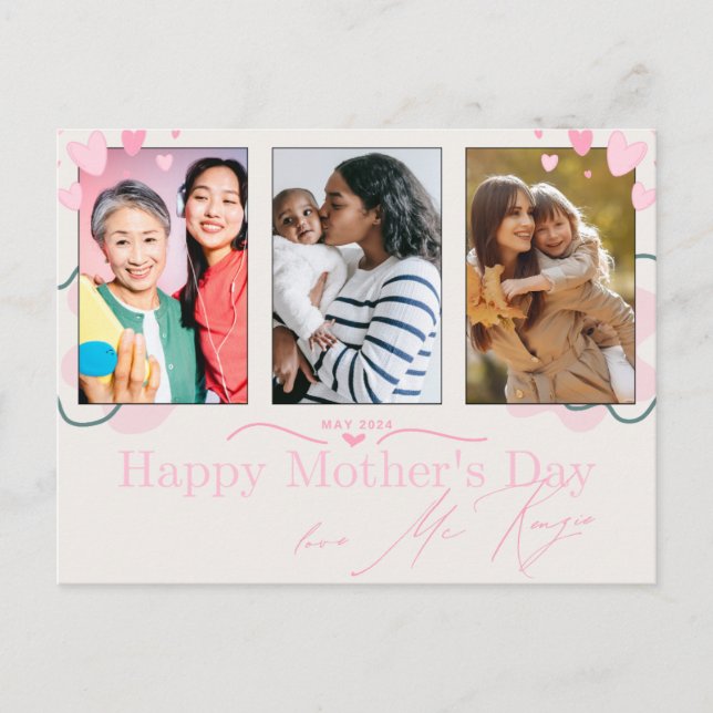 Pink Hearts Mother's Day  Postcard (Front)