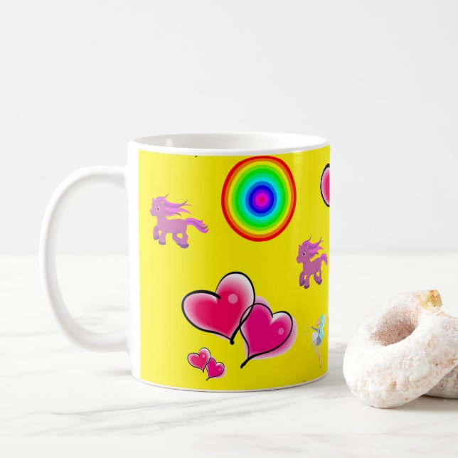 Pink Hearts Mug (With Donut)