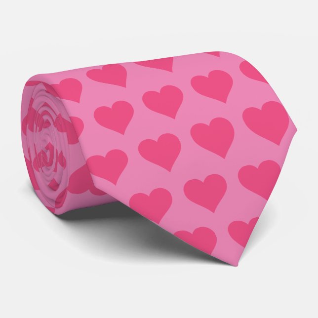 Pink Hearts Neck Tie (Rolled)
