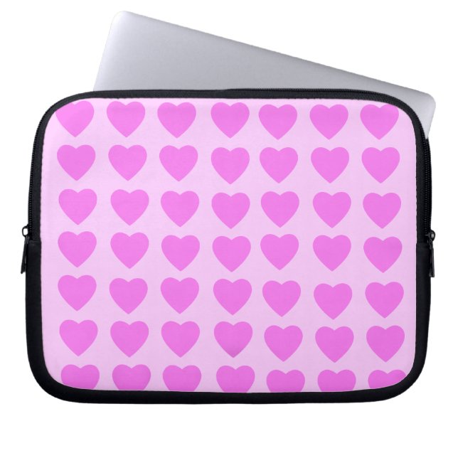 Pink Hearts Neoprene Laptop Sleeve (Front)