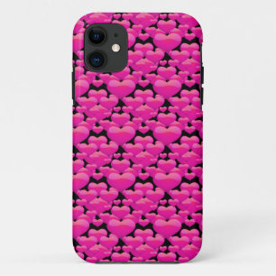 Pink Hearts on Black Case-Mate iPhone Case